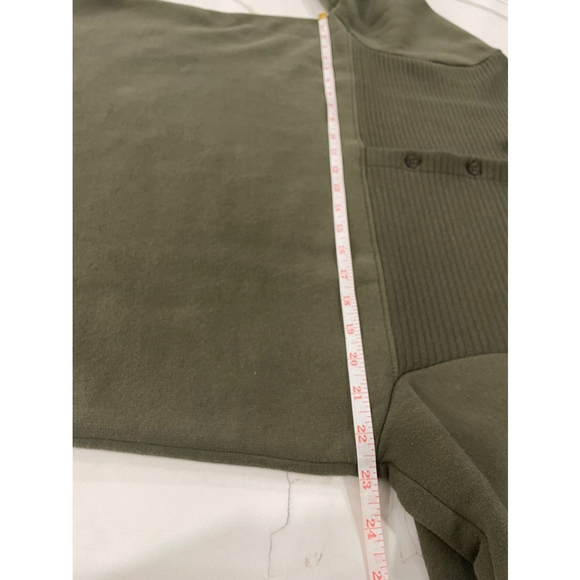 Peter Werth Long Sleeve Polo Collared Fleece Sweatshirt Military Green Medium - Picture 11 of 13